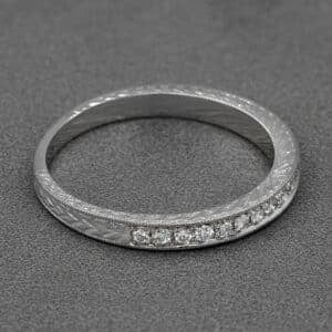 vintage art deco wedding band natural diamonds milgrain edges engraved white gold ring orospot