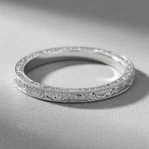 vintage scroll engraved eternity ring