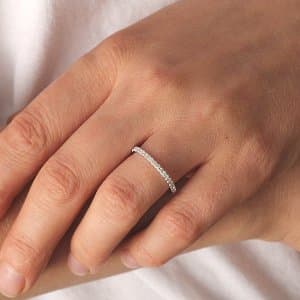 Classic delicate diamond wedding ring half way by OroSpot