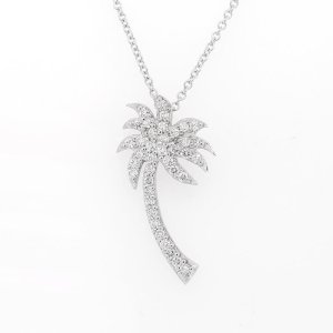 Diamond Palm Tree Pendant 14K Gold by OroSpot
