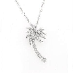 Tropical Summer Palm Diamond Necklace by OroSpot