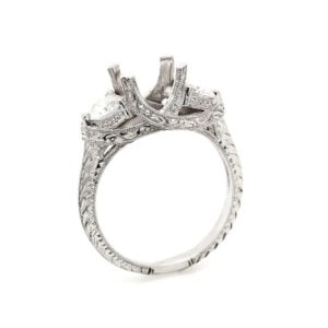 hand Engraved Antique Style Ring Mounting by OroSpot