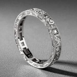 vintage rose cut diamond eternity band high polish hand engraved ring orospot