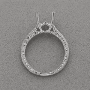 antique solitaire ring setting with wheat engraving and milgrain edges orospot