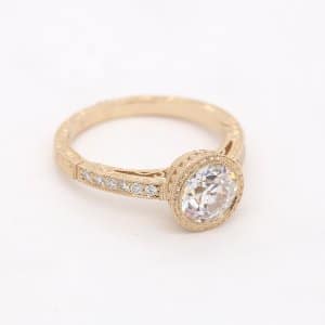 Vintage Engraved Moissanite Ring