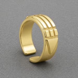 Atlantean men’s gold ring with geometric engraved pattern inspired by Atlantis symbols and ancient design by OroSpot