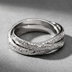 trinity ring engraved trio bands platinum rolling wedding bands milgrain orospot