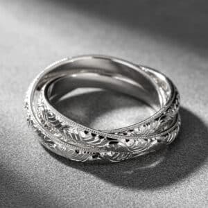 vintage trinity rolling bands hand engraved platinum wedding rings orospot