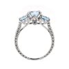 Aquamarine 3 Stone Vintage Diamond Engagament Ring