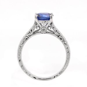 Art Deco Blue Sapphire Engagement Ring OroSpot