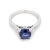 Cushion Sapphire Engagement Ring with hand engraving OroSpot