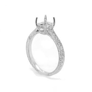 Vintage hand engraved Ring Setting with Diamonds