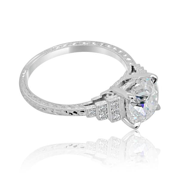 European cut Moissanite engagement ring