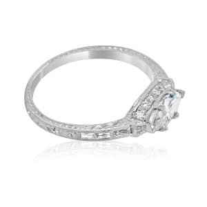 French cut diamonds engagement ring