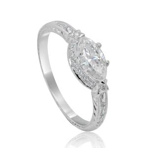 Marquise diamond vintage engagement ring
