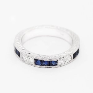 Art Deco Sapphire and diamonds wedding ring by OroSpot