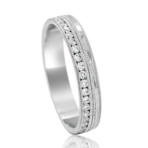 Contemporary channel diamond wedding band
