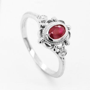 Diamond and ruby promise ring OroSpot