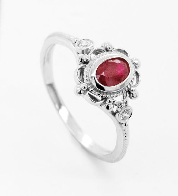 Diamond and ruby promise ring OroSpot