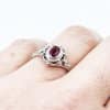 Ruby bezel set ring with diamond