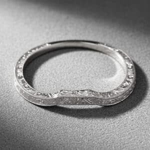 curved vintage emerald wedding band engraved contour enhancer ring orospot