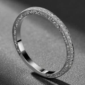 engraved straight diamond wedding band vintage style pave diamonds orospot