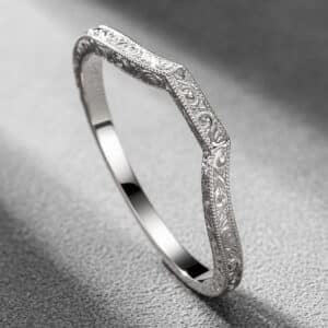 vintage emerald ring enhancer curved wedding band hand engraved milgrain orospot
