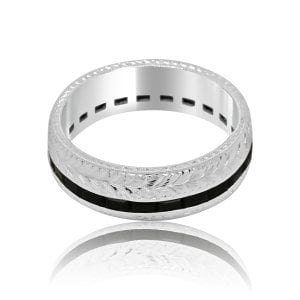 Black onyx antique mens band