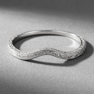 thin antique curved band 1.6mm hand engraved milgrain wedding ring orospot