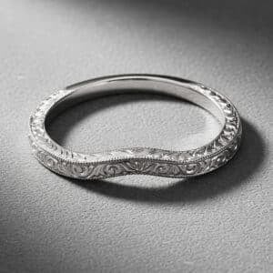vintage curved wedding band hand engraved milgrain contour ring orospot