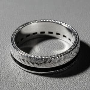 vintage style black diamond mens wedding band baguette stones channel set engraved ring orospot