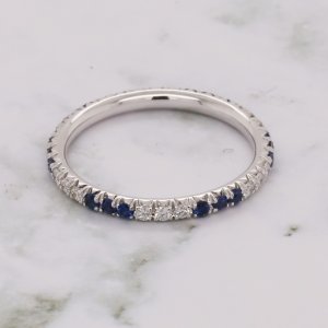3x3 Diamonds and sapphires wedding band