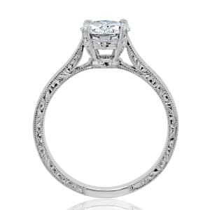 Single diamond antique engagement ring