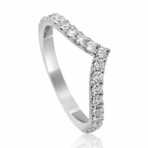 Chevron v curved band with diamonds