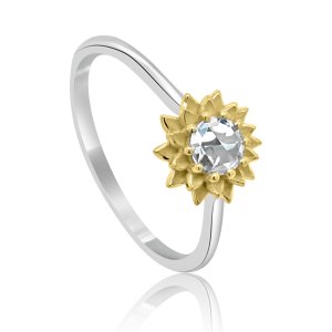 Petite nature inspired rose cut diamond engagement ring