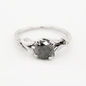 Salt and pepper diamond natural ring