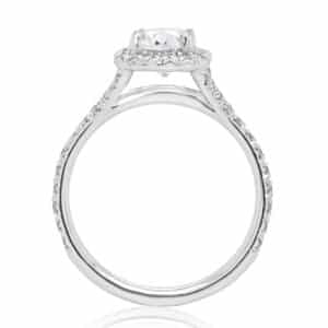 Split shank cushion diamond ring