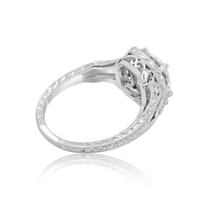Antique filigree halo diamond ring