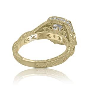 Antique large double halo engraved ring