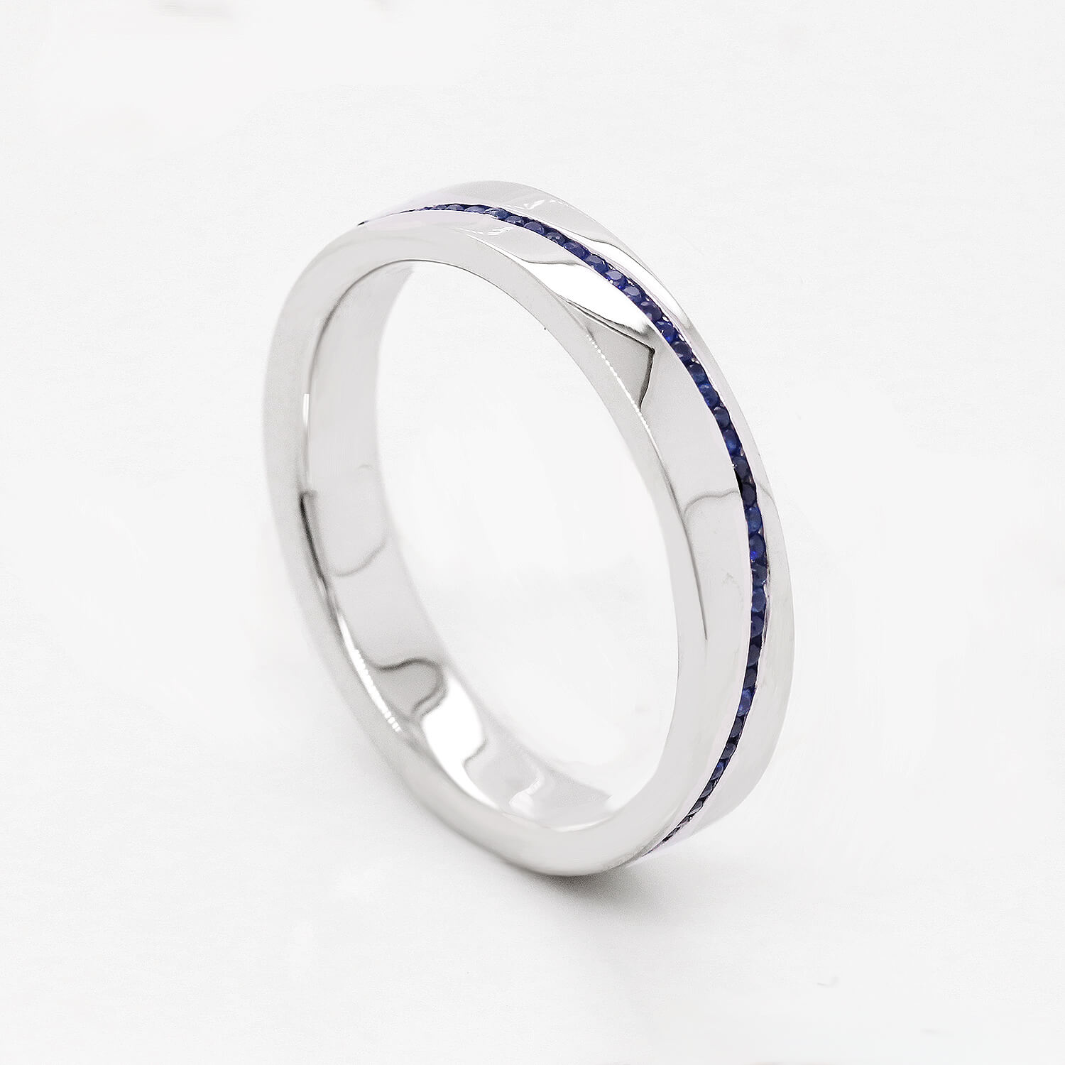 Contemporary stripe sapphire band