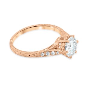 Six prong antique hand engraved vintage ring
