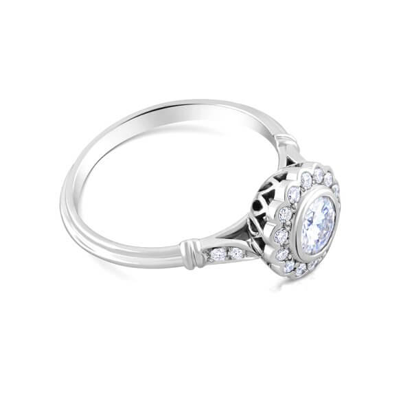 Halo vintage inspired diamond ring