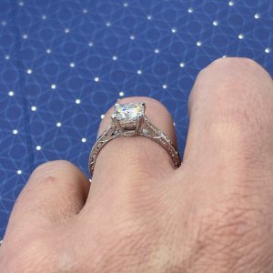 Vintage cushion diamond engagement ring