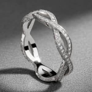 engraved infinity wedding band natural diamonds intertwined white gold band orospot