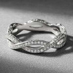 infinity diamond wedding band micropave natural diamonds hand engraved 14k white gold orospot