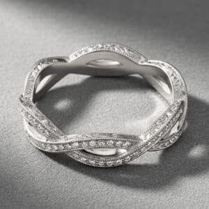 vintage infinity diamond band hand engraved micropave diamonds white gold orospot
