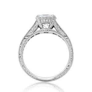 Cathedral Antique hand engraved engagement ring