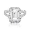 Split shank diamond emerald ring