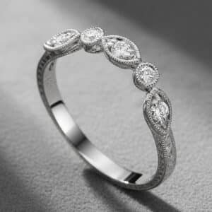 engraved sectional diamond ring enhancer vintage curved wedding band orospot