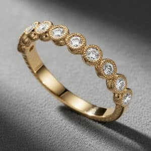 vintage bezel diamond band hand engraved milgrain wedding ring orospot